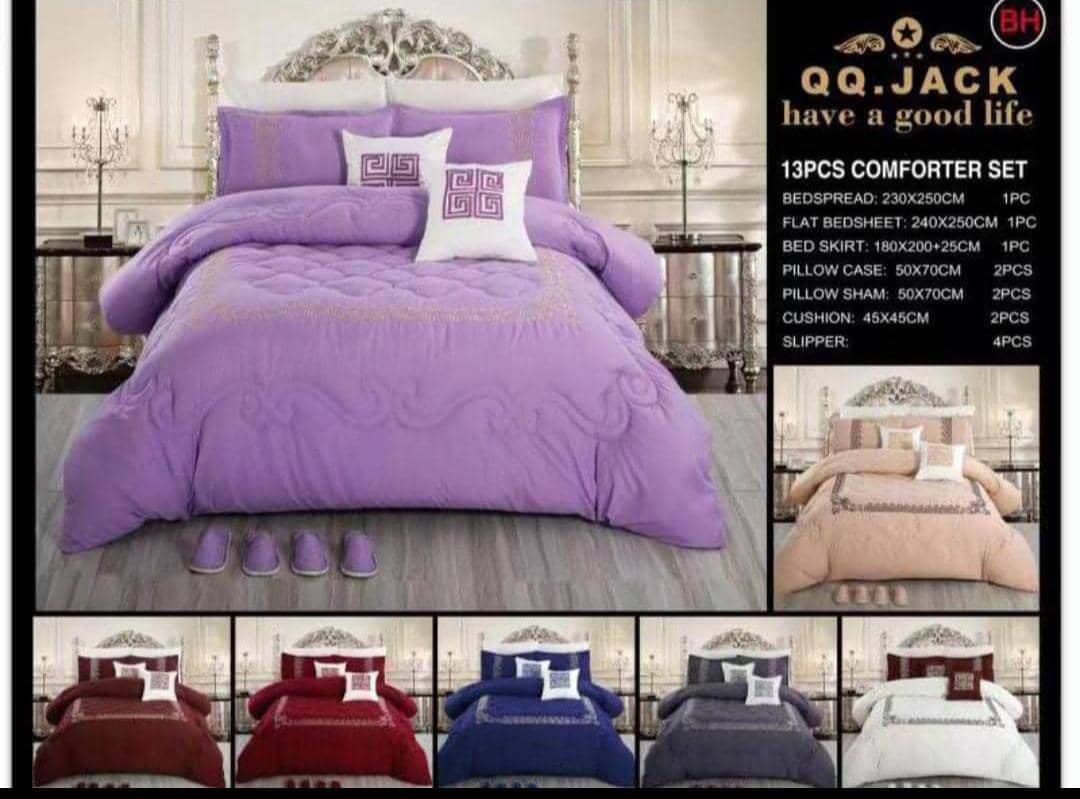 Lyrac Jack 12-Piece Cotton Comforter Set - 6x6 Duvet Cover & 13-Piece Bedding Ensemble with Bedspread & Slippers