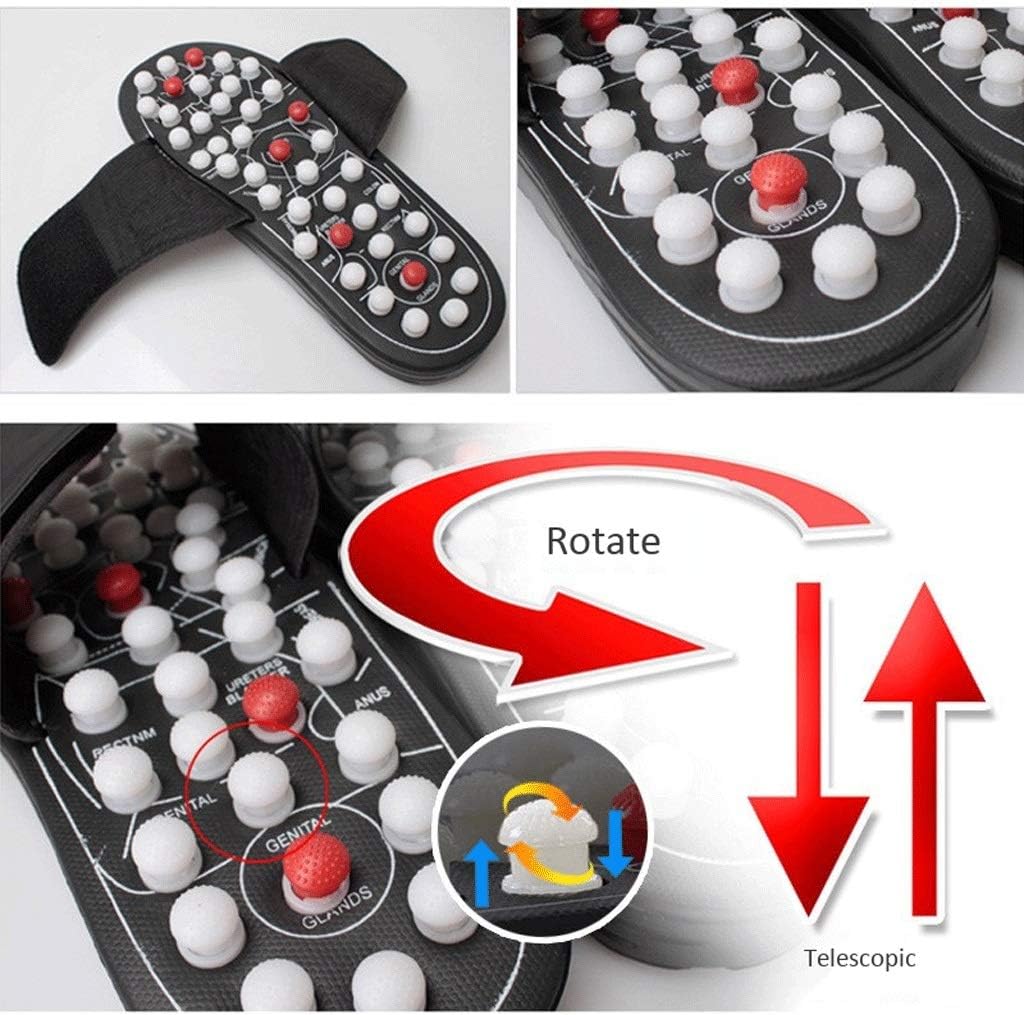 Rotating Massage Slippers - Therapeutic Foot Relief Sandals (Size 44-45, Black)