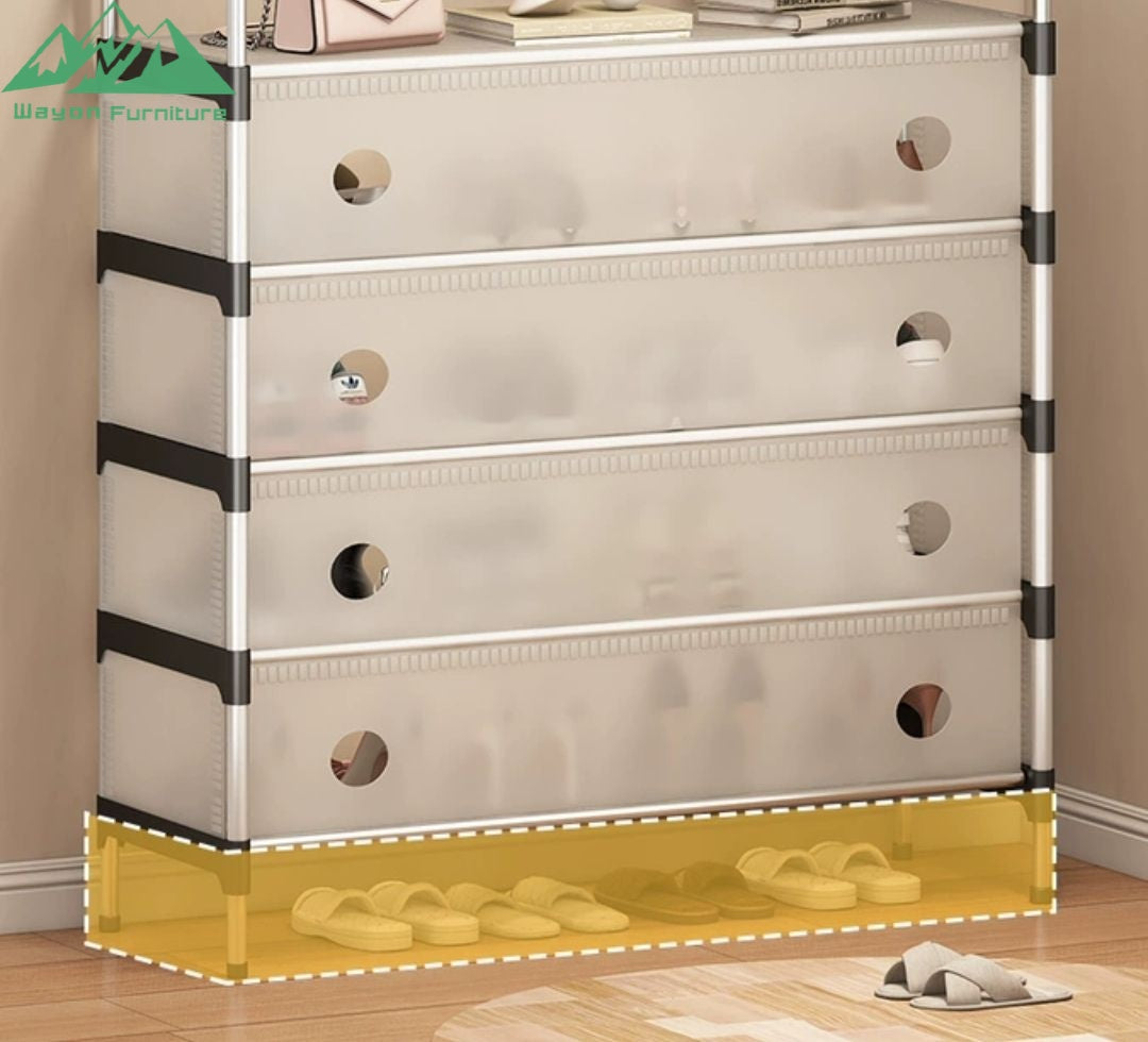Multi-layer Shoe Rack & DIY Clothes Storage Organizer with Coat & Hat Hanger – 5-Layer Design, Durable Stainless Steel