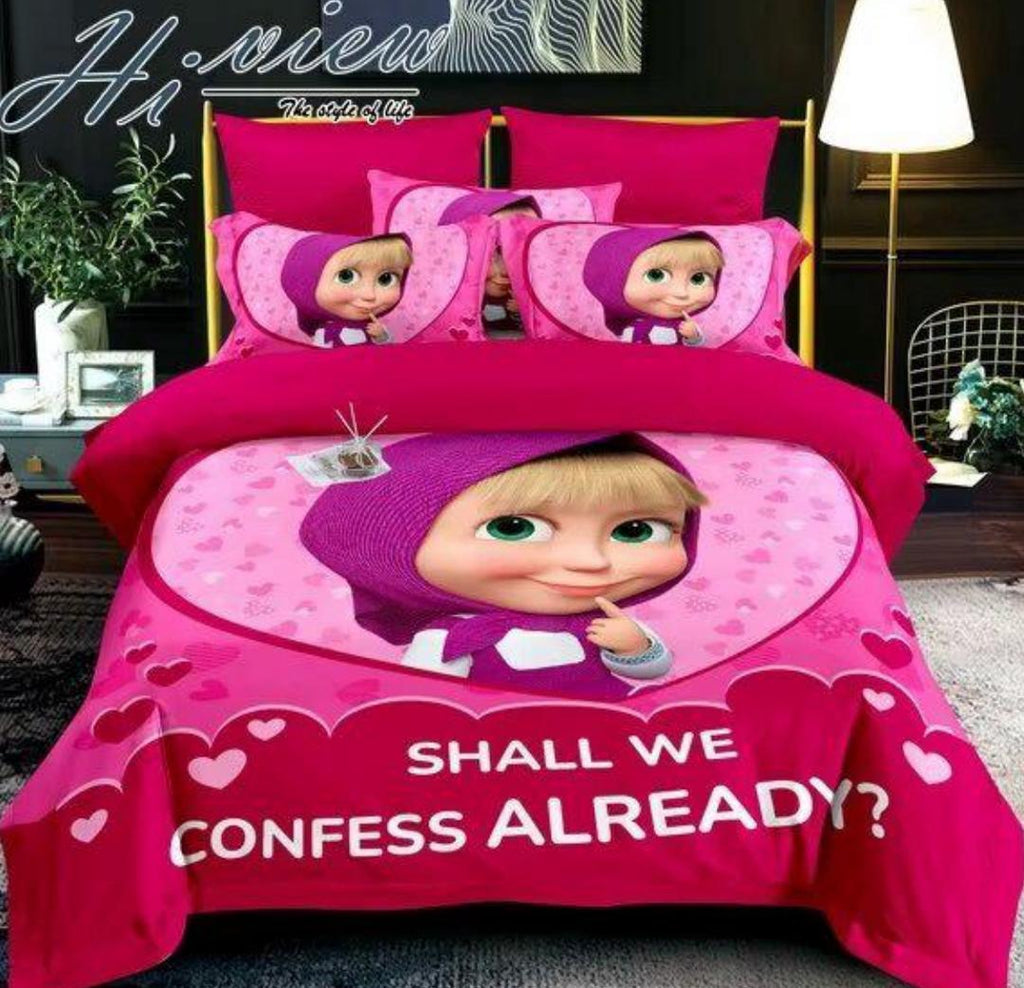 3 PCS Masha and the Bear Duvet Cover Set | Kids Cartoon Character Bedding