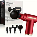 Mini Deep Tissue Massage Gun Portable Muscle Massager Rechargeable Handheld Body Massage Device with 4 Heads & 6 Speed Levels