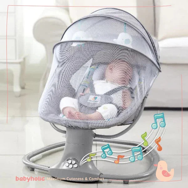 Mastella Deluxe 3-in-1 Baby Swing Bed | Rocker, Sleeper & Bassinet with 5 Swing Speeds, Bluetooth Music & Mosquito Net | 15 Melodies, USB, 0-18kg (3-36 Months)