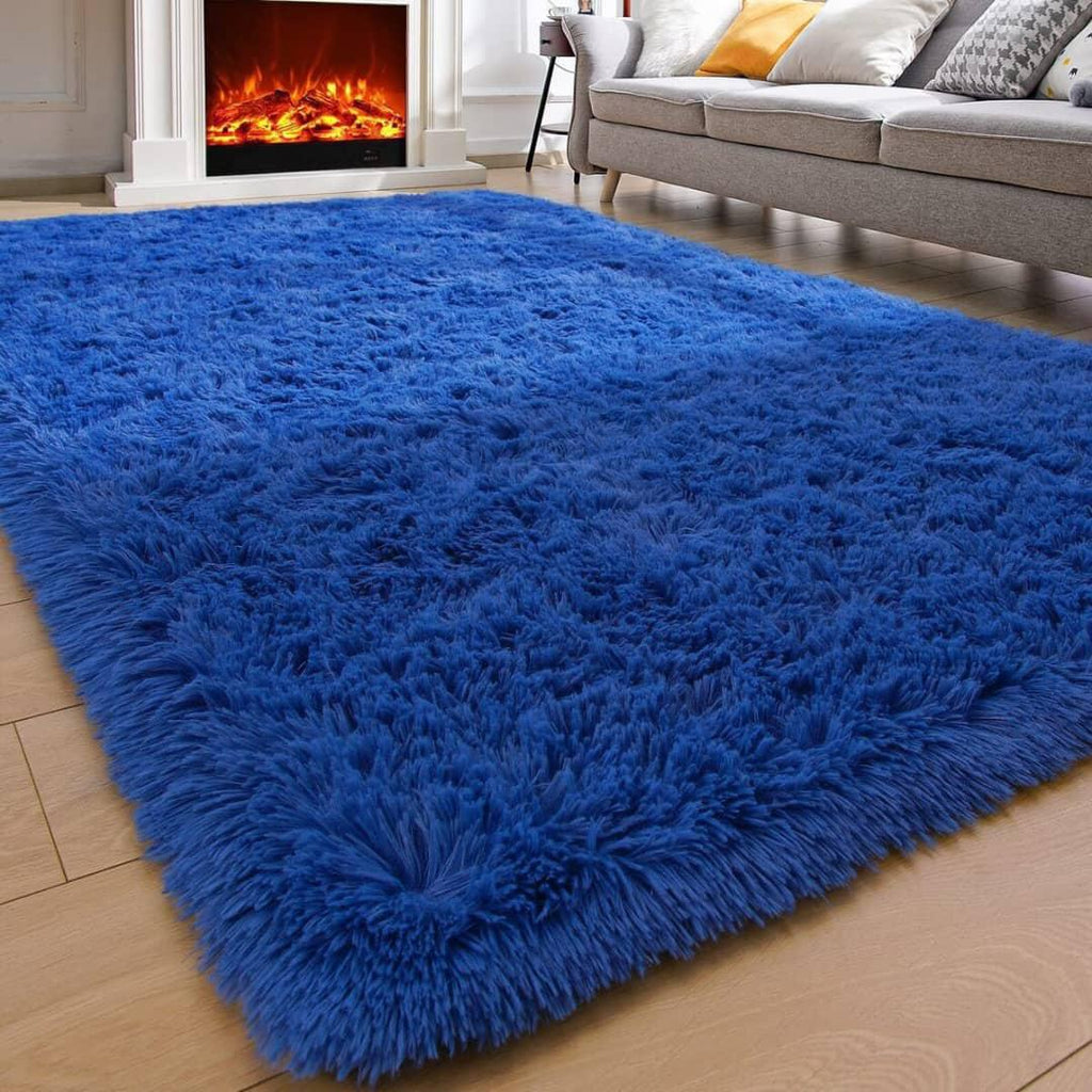 Soft Fluffy Modern Fuzzy Abstract Area Rug - Tie Dye Orange Plush Rectangle Shaggy Carpet (1.5x2)m