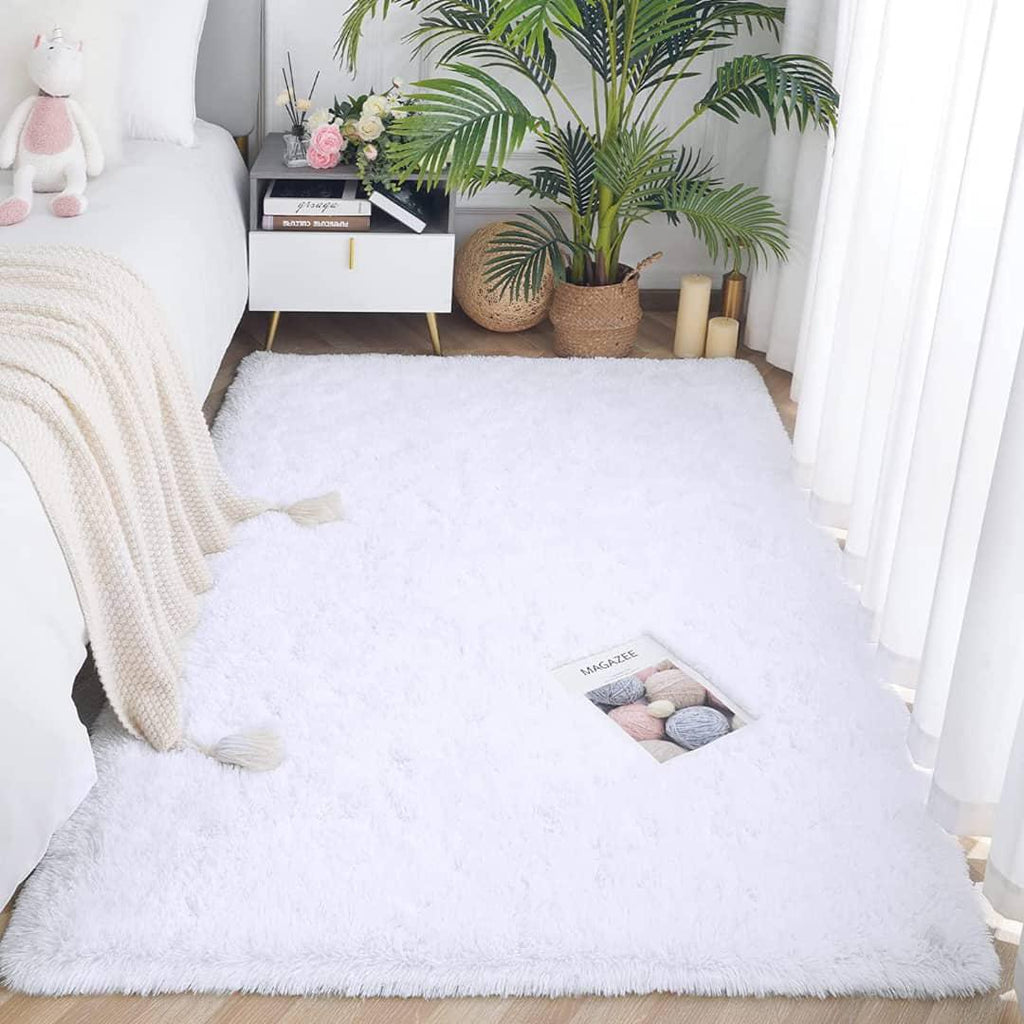 Soft Fluffy Modern Fuzzy Abstract Area Rug - Tie Dye Orange Plush Rectangle Shaggy Carpet (1.5x2)m