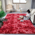Medium Fluffy Modern Fuzzy Abstract Area Rug - Tie Dye Orange Plush Rectangle Shaggy Carpet 1.5x2m