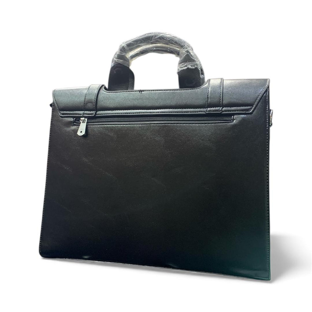 Men's Leather Briefcase | Montblanc Style with Buckle Closures