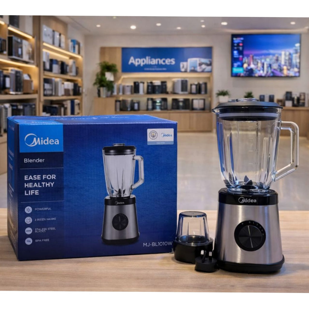 Midea MJ-BL6006W Blender 1.5L – 400W, Glass Jar, 2 Speed + Pulse, Ice Crush