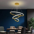 Modern LED Spiral Chandelier – Adjustable Color Temperature (3000K–6000K) Pendant Light with Remote, Dimmable Hanging Fixture for Living/Dining Room