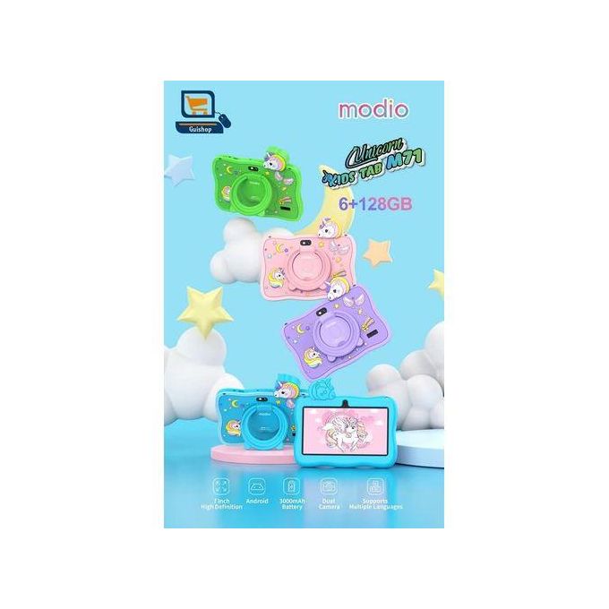 Modio M71 Kids Tablet PC | 7" Unicorn Design with Silicone Case & Parental Controls