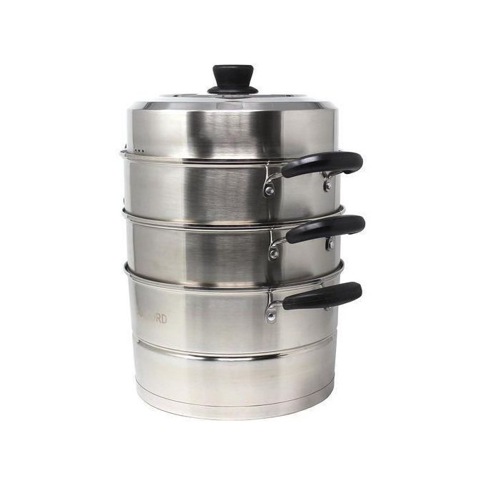 3-Layer Multi-Tier Stainless Steel Steamer Pot Set | Large Vegetable & Dumpling Steamer Basket with Base Pot
