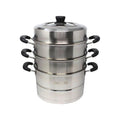 3-Layer Multi-Tier Stainless Steel Steamer Pot Set | Large Vegetable & Dumpling Steamer Basket with Base Pot