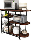 Standing Kitchen Shelf with Metal Basket – 4-Wheel Kitchen Trolley Serving Cart with 3 Shelves - LIFE STORES UGANDA