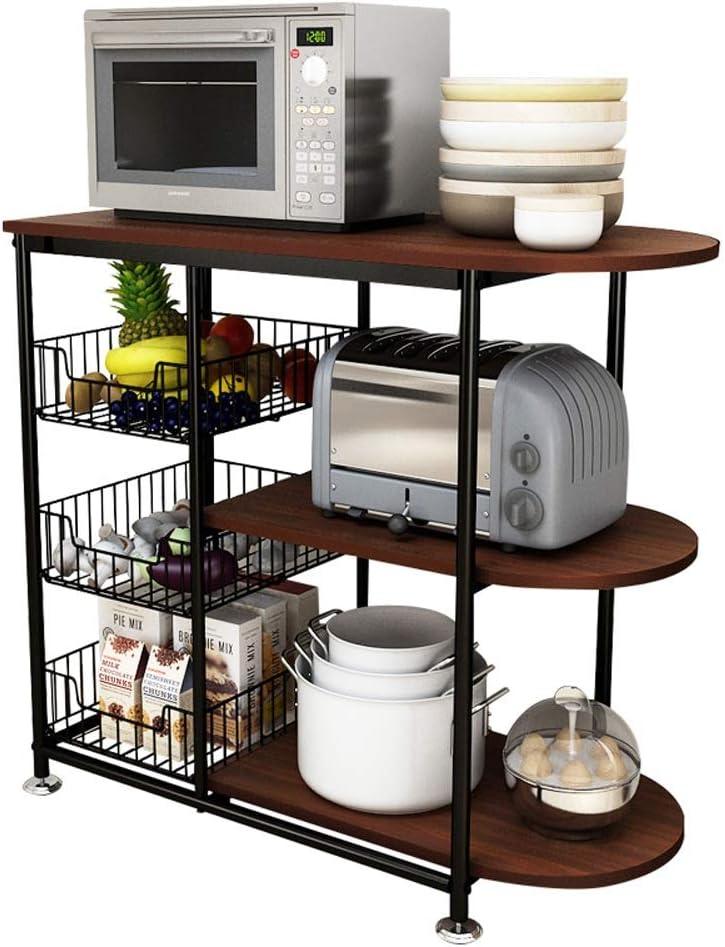 Standing Kitchen Shelf with Metal Basket – 4-Wheel Kitchen Trolley Serving Cart with 3 Shelves - LIFE STORES UGANDA
