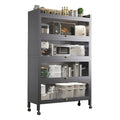 5 Tier Kitchen Storage Cabinet – Dustproof Fluted Glass Baker’s Rack with Wheels, Heavy Duty Organizer