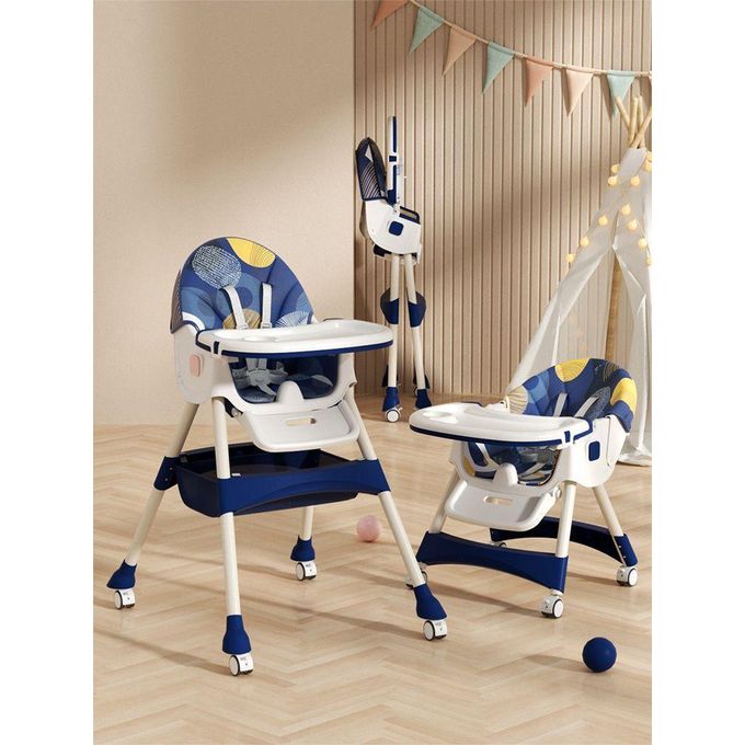 6-in-1 Foldable Baby Dining Chair with Wheels | Multi-Position Adjustable (Sit & Lie) Kids Feeding Chair & Table | Portable High Chair