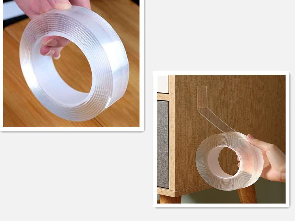 Nano Self Adhesive Tape – Heavy Duty Double-Sided Tape, Washable & Reusable, Strong Adhesion, No Marks, Multi-Purpose Sticky Pads for Walls, Tiles, Glass, Plastic (Small Size) - LIFE STORES UGANDA