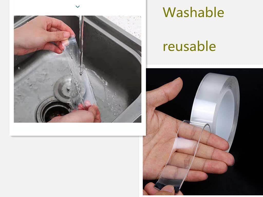 Nano Self Adhesive Tape – Heavy Duty Double-Sided Tape, Washable & Reusable, Strong Adhesion, No Marks, Multi-Purpose Sticky Pads for Walls, Tiles, Glass, Plastic (Small Size) - LIFE STORES UGANDA