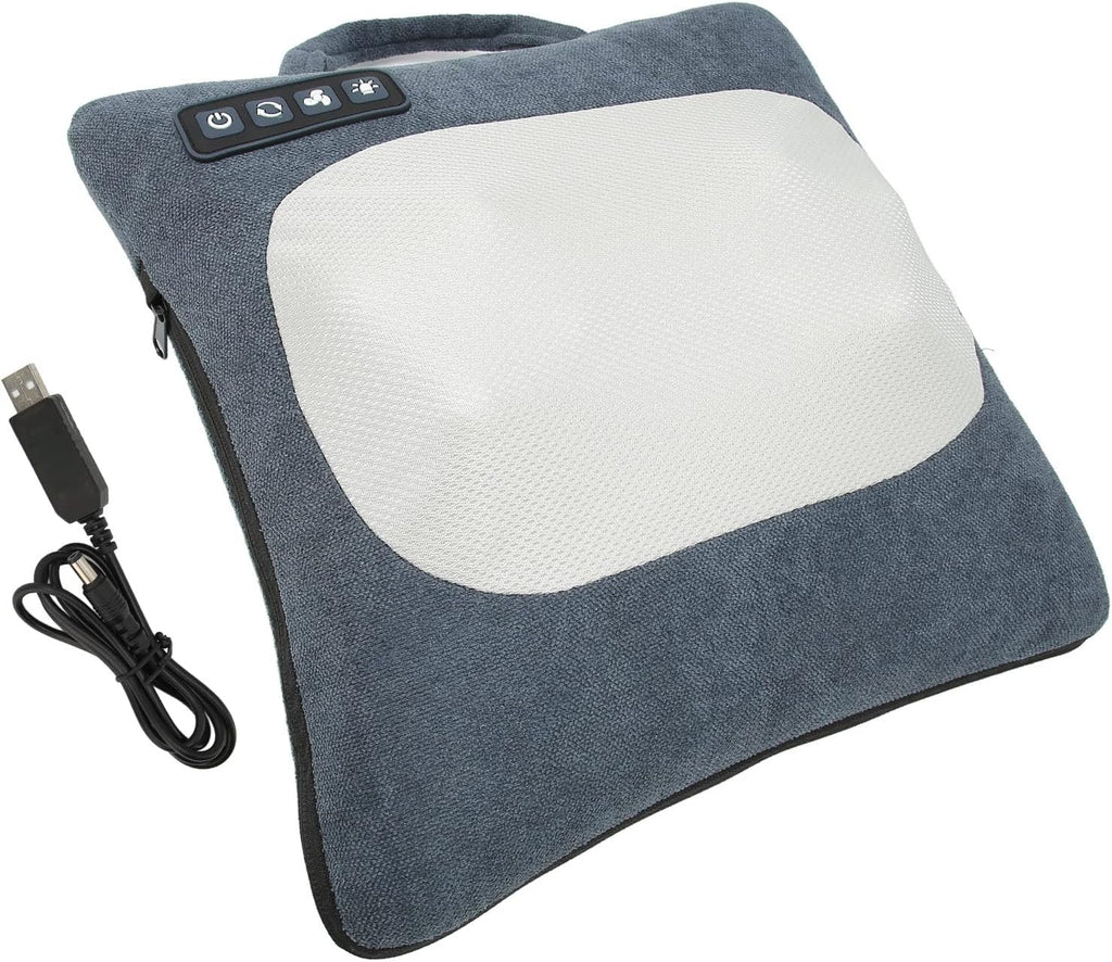 Neck & Back Massage Pillow with Heat | 3-Mode Rechargeable Kneading Cushion