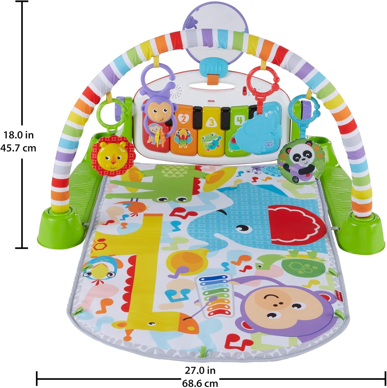Fisher-Price Kick and Play Piano Gym | Newborn Baby Activity Gym & Play Mat with Light-Up Keyboard, Smart Stages | 4 Ways to Play from Birth