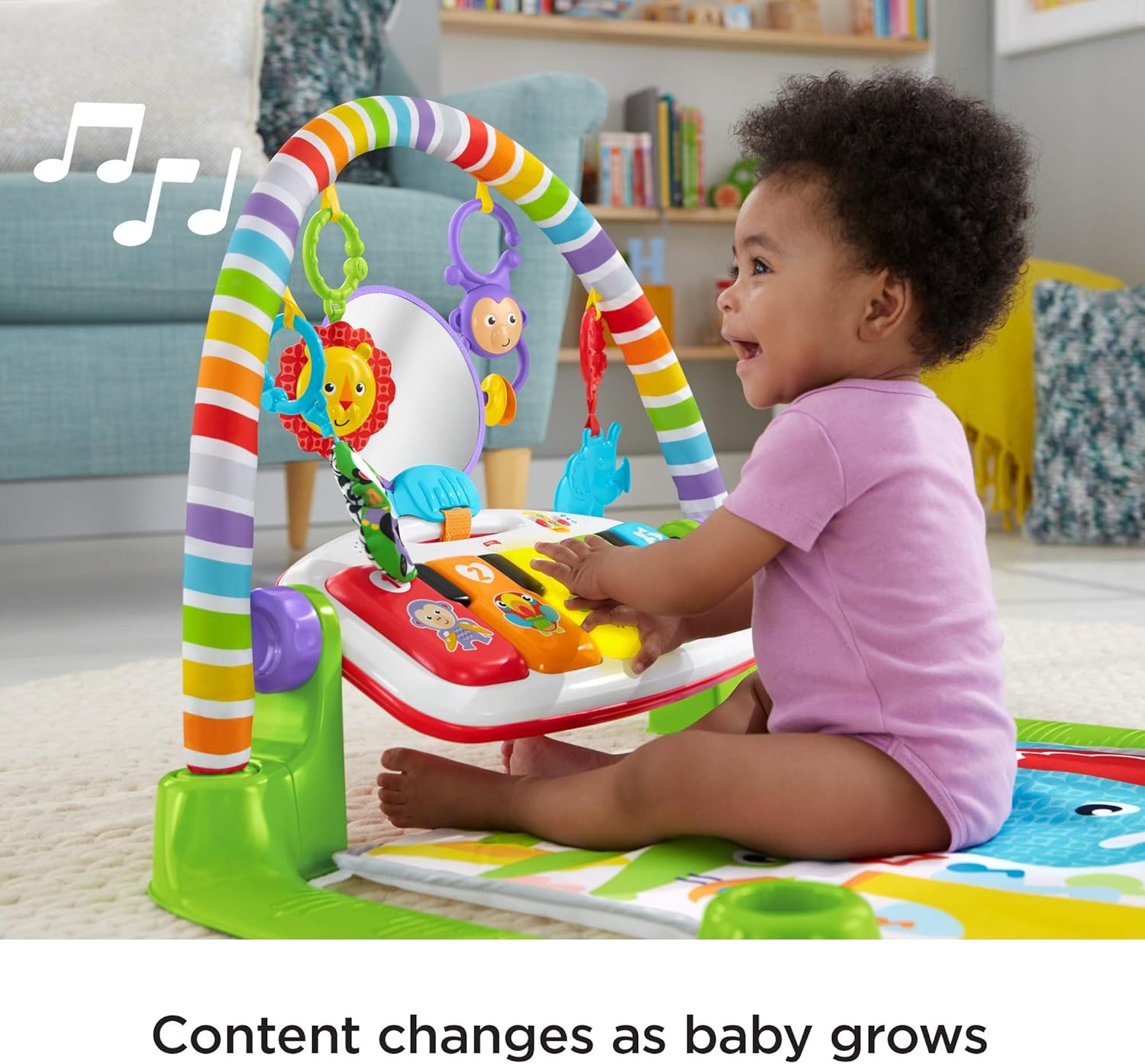 Fisher-Price Kick and Play Piano Gym | Newborn Baby Activity Gym & Play Mat with Light-Up Keyboard, Smart Stages | 4 Ways to Play from Birth