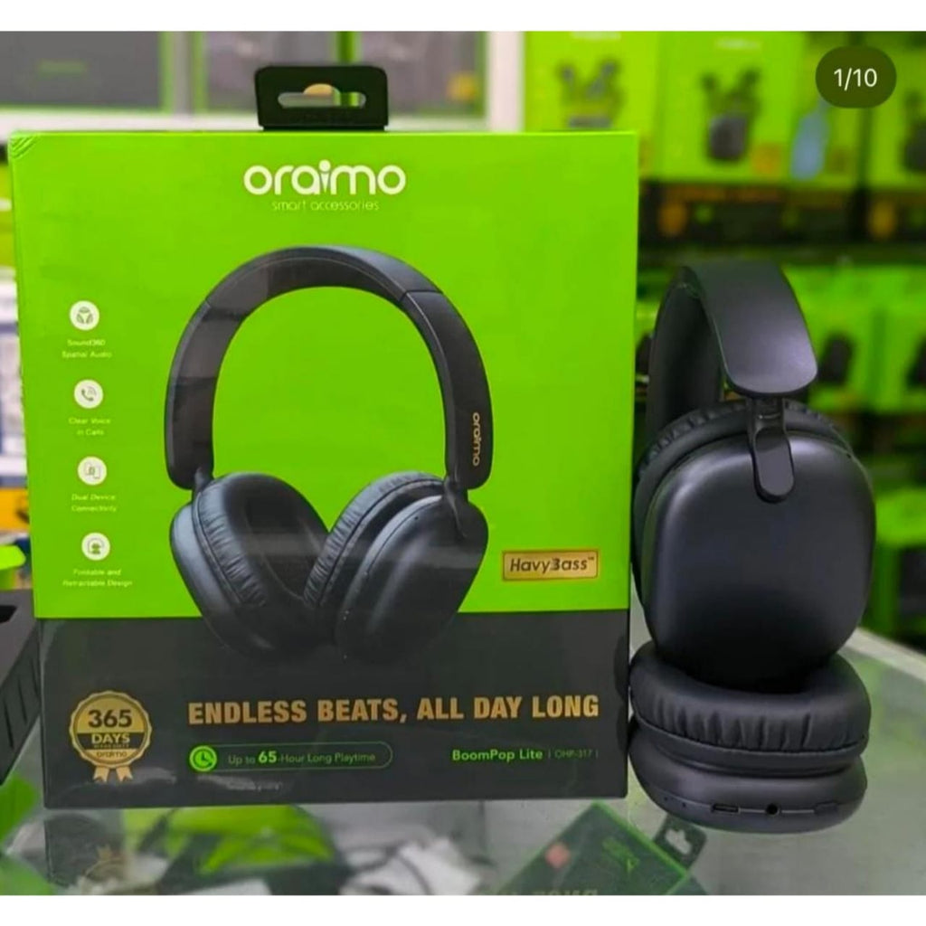 Oraimo BoomPop Lite OHP-317 Wireless Over-Ear Headphones with ENC, 65H Battery, Bluetooth 5.3 & Deep Bass