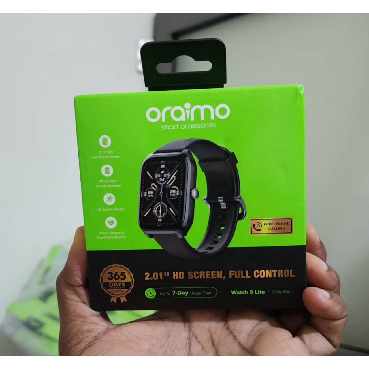 Oraimo Watch 5 Lite Smart Watch OSW-804 with 2.01” HD Display, Bluetooth Calling, IP68 & Health Tracking