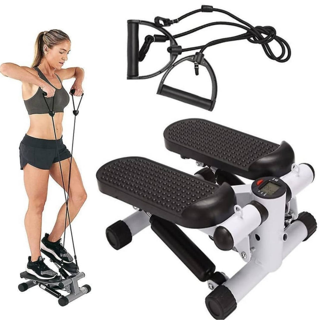 Upgraded Air Powered Mini Stepper Exercise Machine with Resistance Bands, LED Monitor & Hydraulic System – 300LBS Capacity