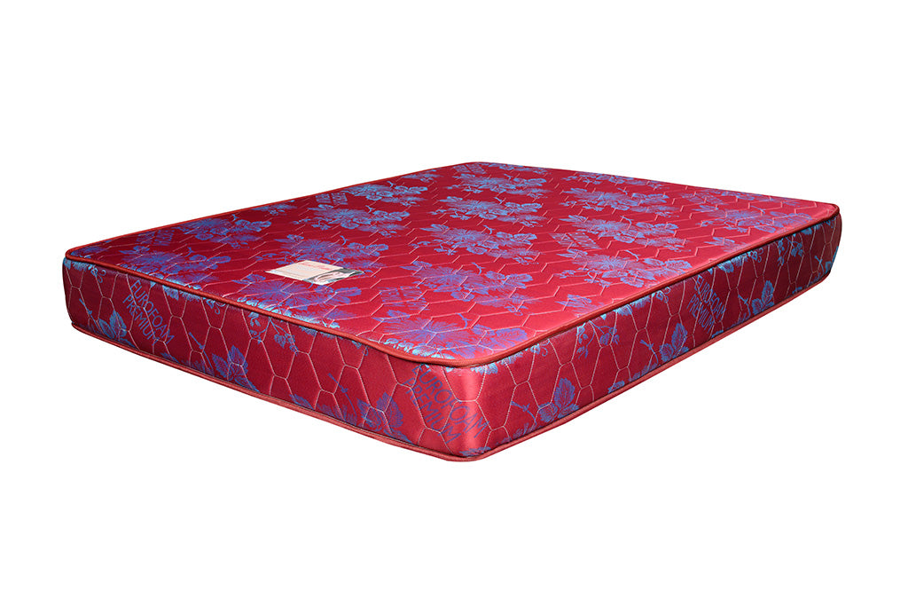 Orthopedic Mattress Maroon Blue Flowers - 5x6ft 6-Inch with Rebonded Foam & High Density Layer, Quilted Pressure Relief