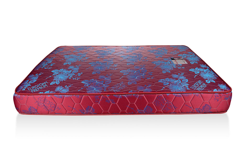 Orthopedic Mattress Maroon Blue Flowers - 5x6ft 6-Inch with Rebonded Foam & High Density Layer, Quilted Pressure Relief