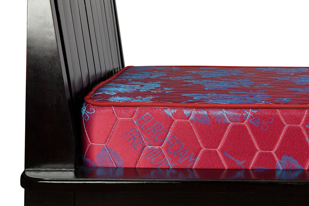 Orthopedic Mattress Maroon Blue Flowers - 5x6ft 6-Inch with Rebonded Foam & High Density Layer, Quilted Pressure Relief