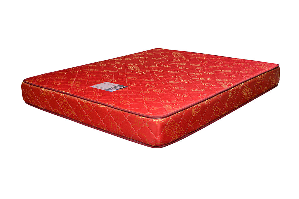 Orthopedic Mattress Maroon Flower - 6x6ft 6-Inch with Rebonded Foam & High Density Layer, Quilted Pressure Relief