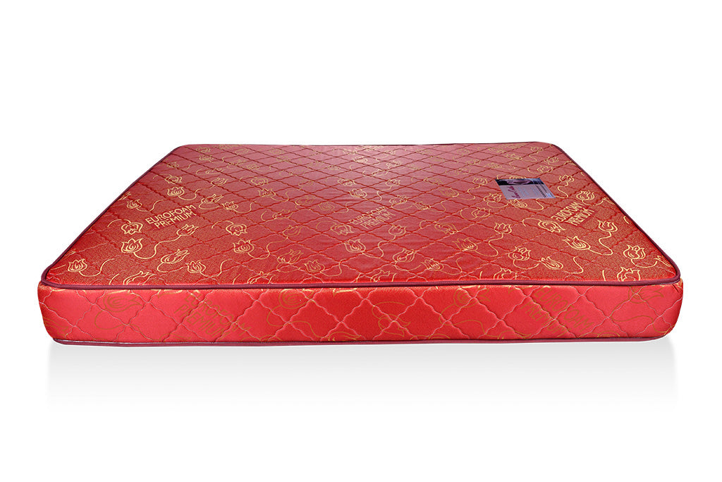 Orthopedic Mattress Maroon Flower - 6x6ft 6-Inch with Rebonded Foam & High Density Layer, Quilted Pressure Relief