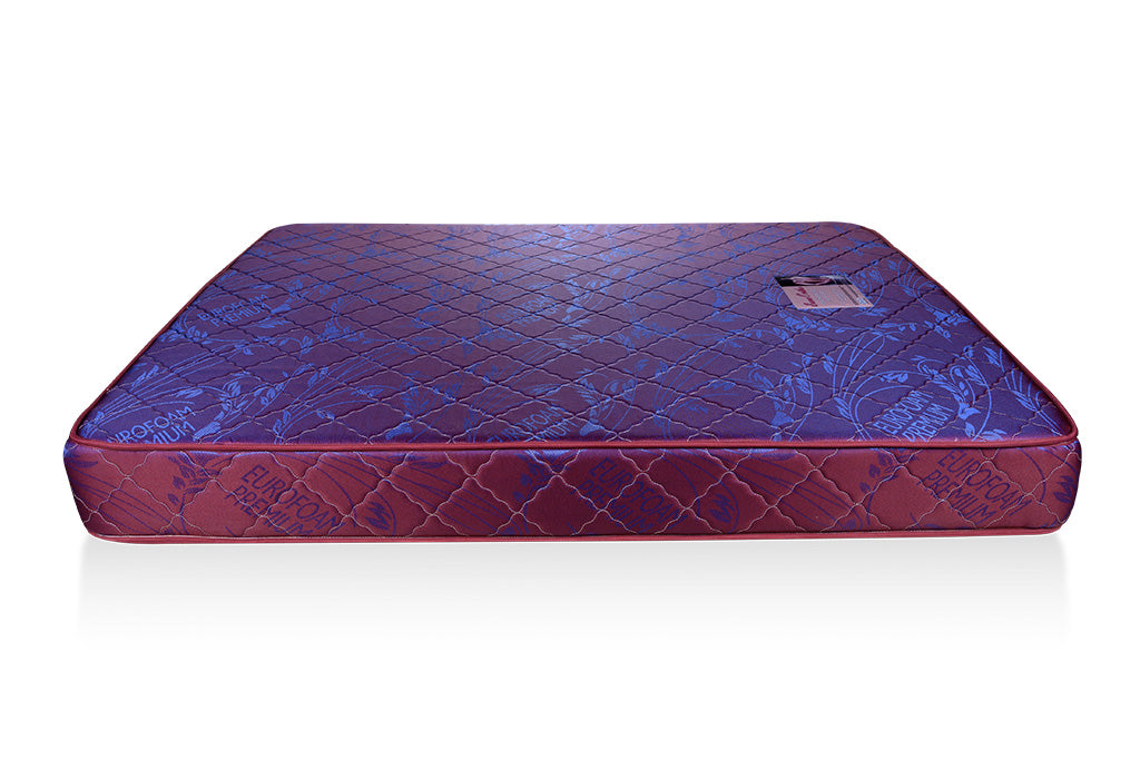 Orthopedic Mattress Purple with Blue Flower - 6x6ft 6-Inch with Rebonded Foam & High Density Layer, Quilted Pressure Relief