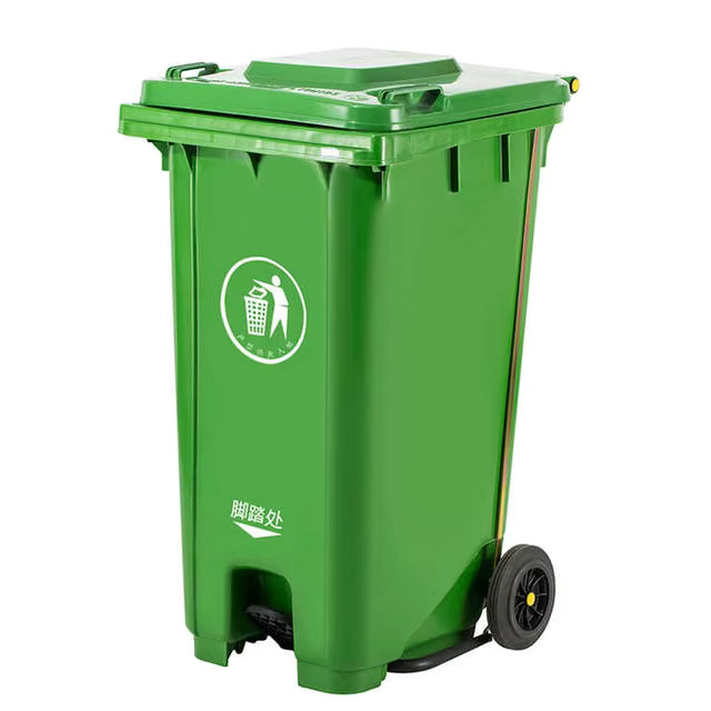 240L Pedal Outdoor Trash Bin – Large HDPE Garbage Bin with Lid, Wheeled Recycling Waste Container