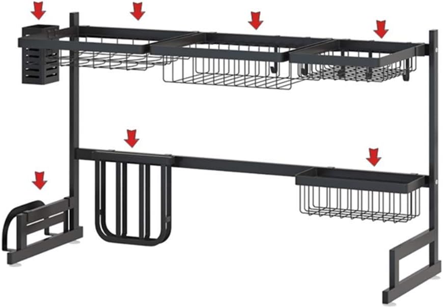 Over Sink Dish Drying Rack – Stainless Steel Kitchen Organizer, Utensil Holder, Space Saver