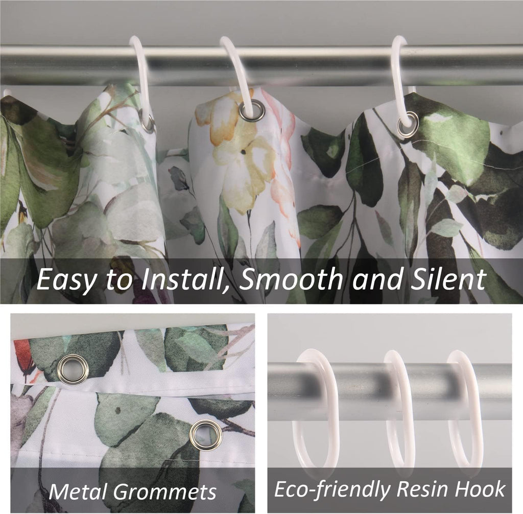 PEVA Shower Curtain 71x71 Inches - Non-Toxic Waterproof & Mildew-Resistant Bathroom Curtain with 12 Hooks