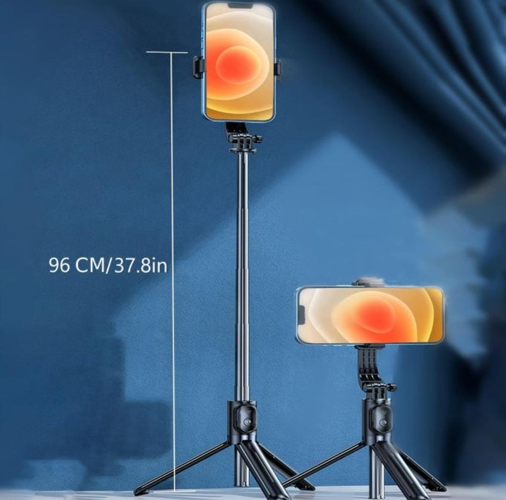 Portable Selfie Stick Tripod – Detachable Bluetooth Remote, Adjustable Holder for iPhone & Android