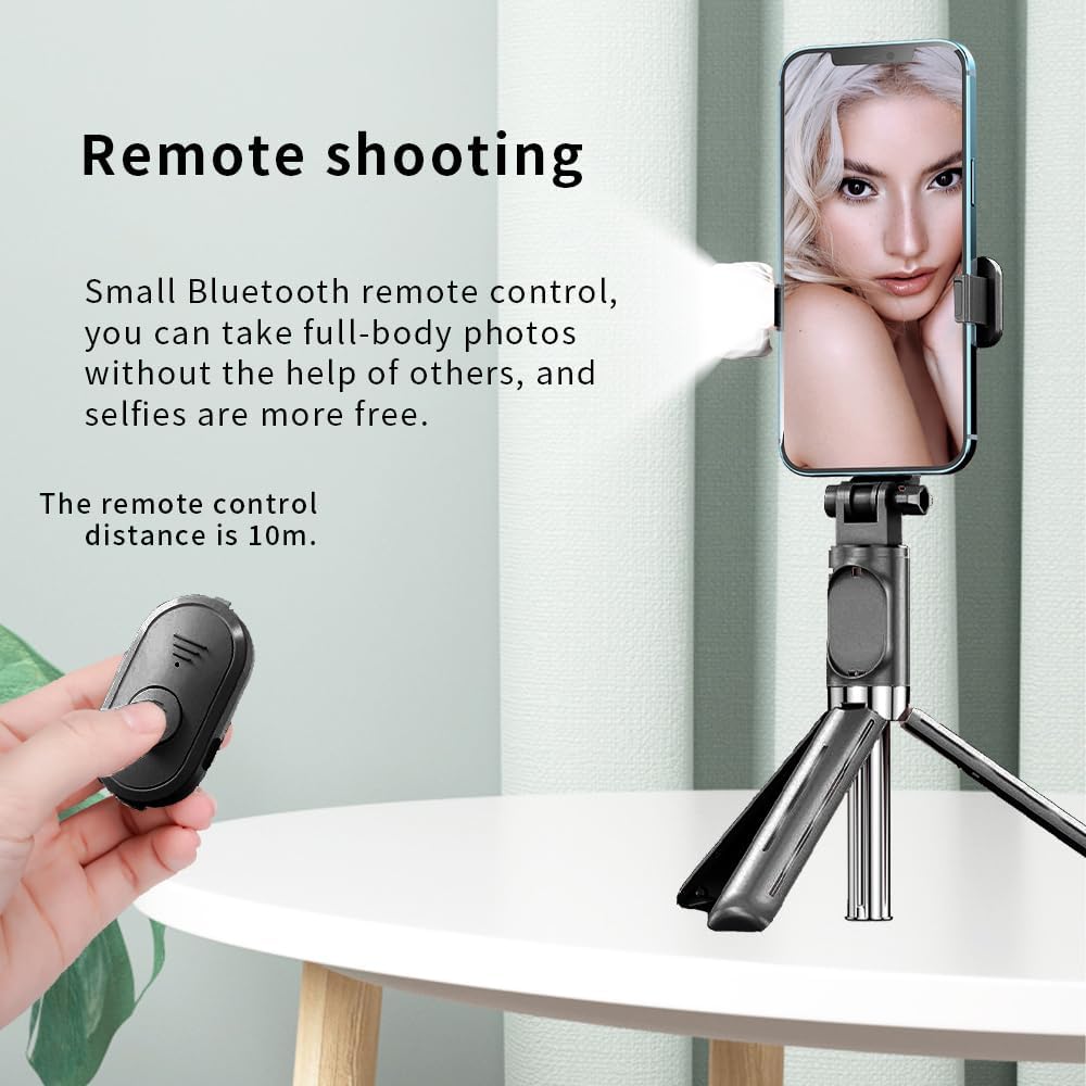 Portable Selfie Stick Tripod – Detachable Bluetooth Remote, Adjustable Holder for iPhone & Android