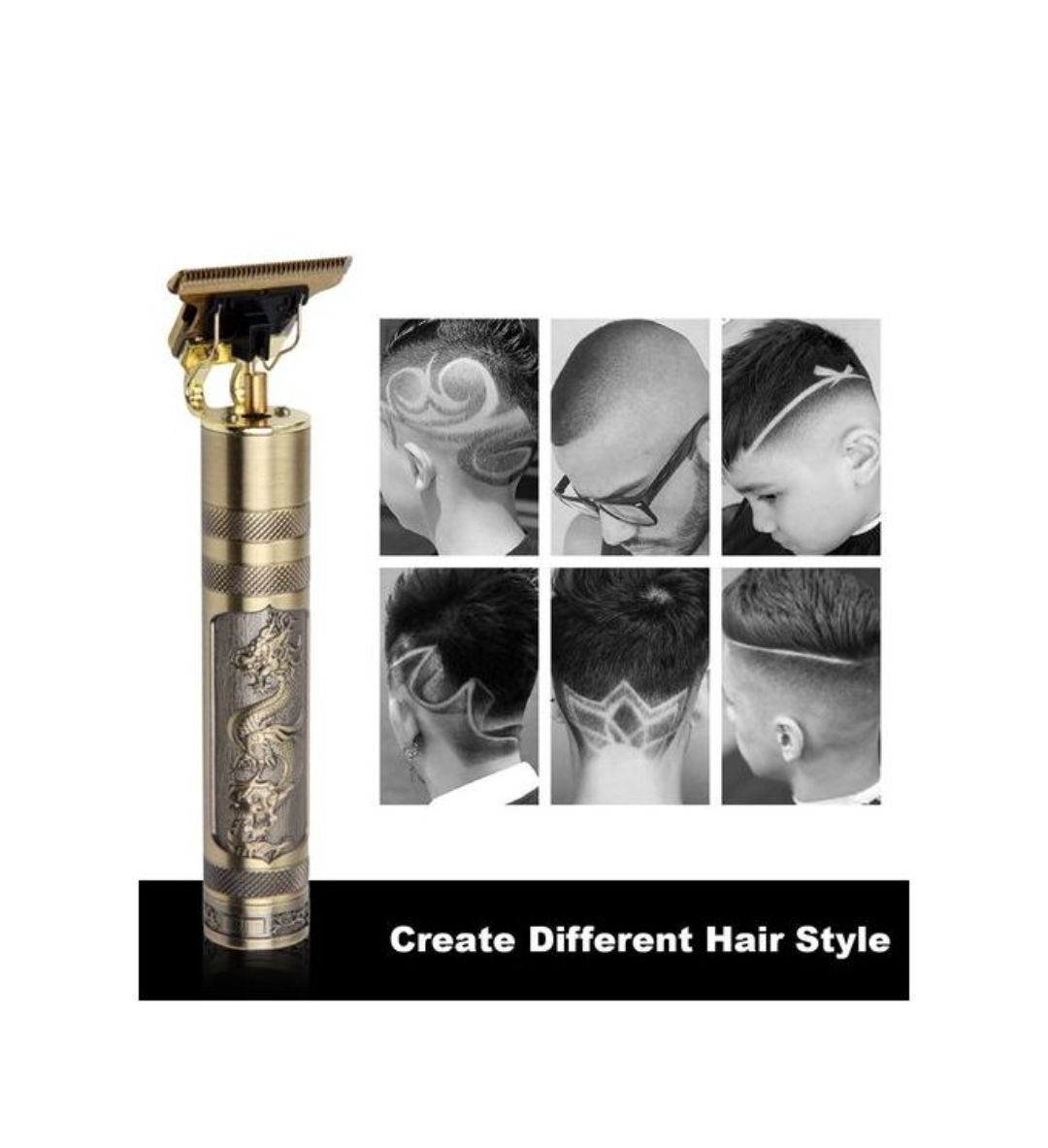 Professional Hair Clipper – Powerful Motor, Waterproof, 4 Guide Combs, Antiskid Grip, Retro Design