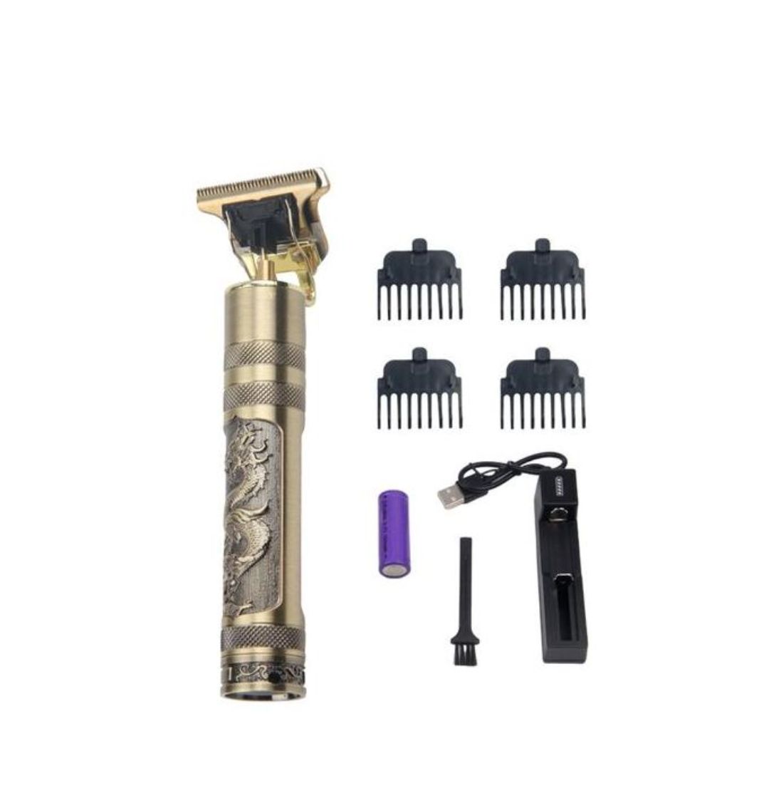 Professional Hair Clipper – Powerful Motor, Waterproof, 4 Guide Combs, Antiskid Grip, Retro Design