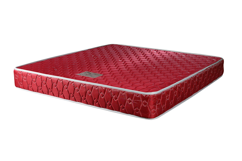Pearl Budget Maroon Mattress - 5x6ft 8-Inch Bonnel Spring with Foam Encasement & Single Layer Quilting, 153x188cm