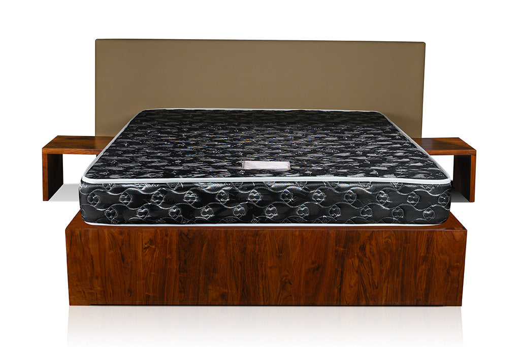 Pearl Budget Black Mattress - 6x6ft 8-Inch Bonnel Spring with Foam Encasement & Single Layer Quilting, 183x188cm