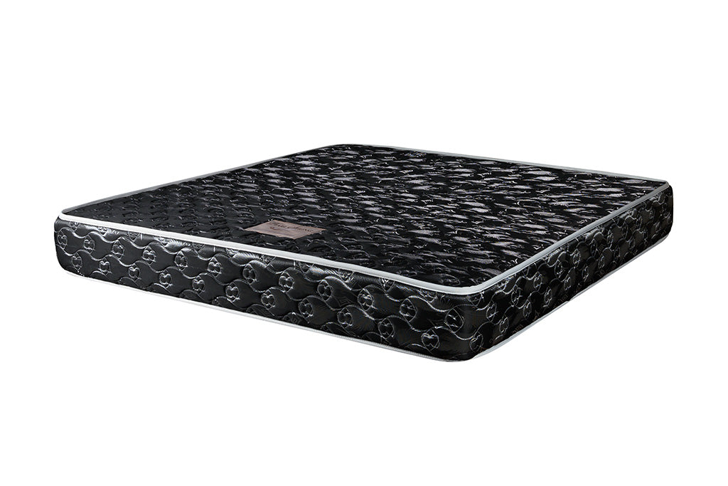 Pearl Budget Black Mattress - 6x6ft 8-Inch Bonnel Spring with Foam Encasement & Single Layer Quilting, 183x188cm