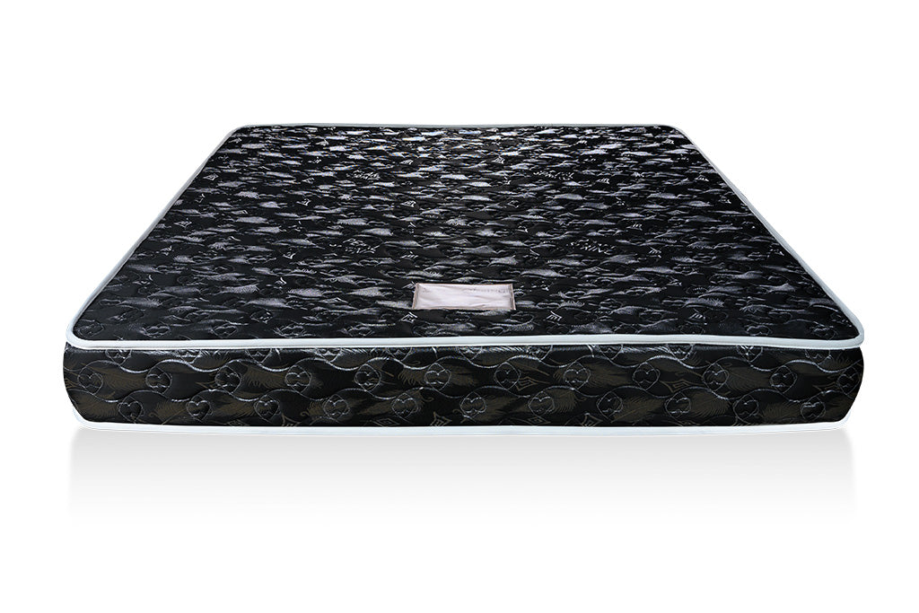 Pearl Budget Black Mattress - 6x6ft 8-Inch Bonnel Spring with Foam Encasement & Single Layer Quilting, 183x188cm