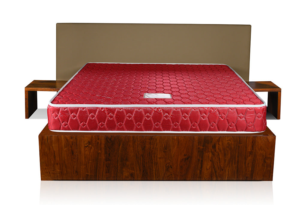 Pearl Budget Maroon Mattress - 4x6ft 8-Inch Bonnel Spring with Foam Encasement & Single Layer Quilting