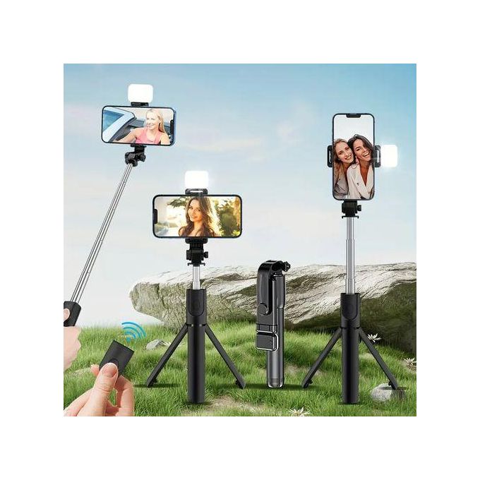Bluetooth Selfie Stick Tripod with Wireless Remote & Fill Light