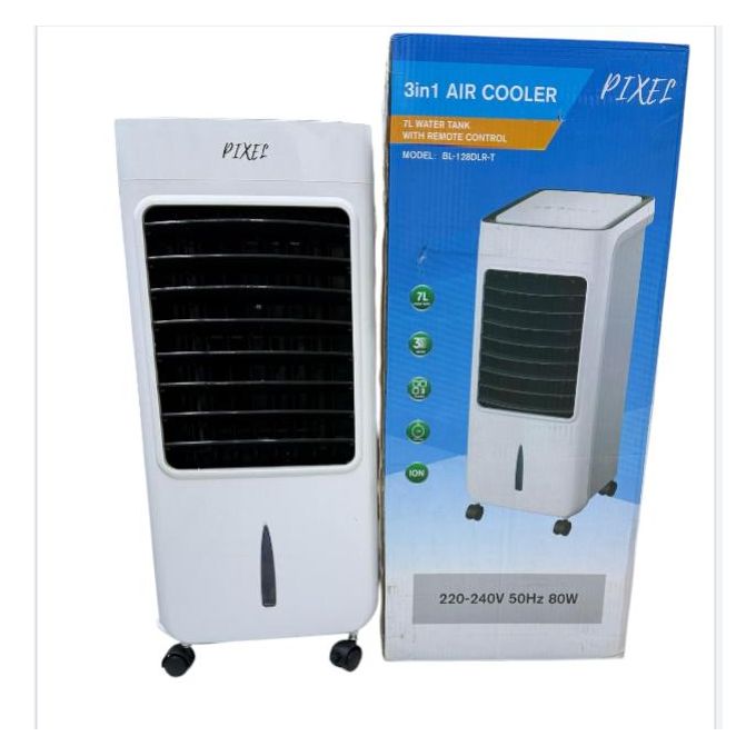 Pixel 7L 3-in-1 Air Cooler – Remote Control, 3-Speed Settings, 12-Hour Timer, Portable Evaporative Cooler for Home & Office – BL128DLRT
