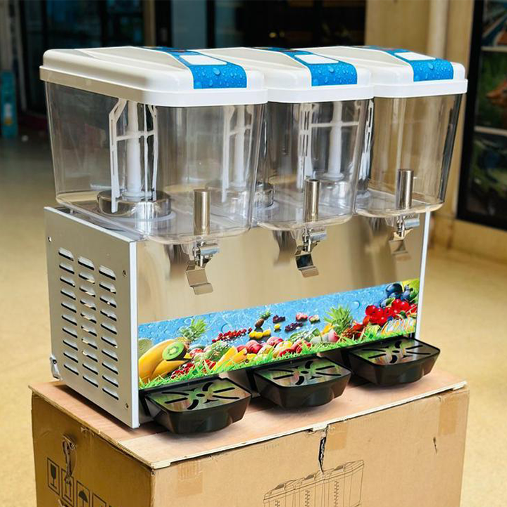 Pixel Triple Juice Dispenser – 3 Tanks, Cold Drinks Machine, Perfect for Business Use, 18L, Stainless Steel Base
