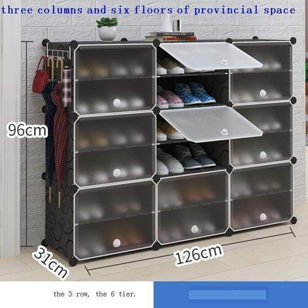 Plastic Shoe Rack with Doors for 24-Pair Shoes, 6-Tier, Black – Multi-Use Organizer - LIFE STORES UGANDA