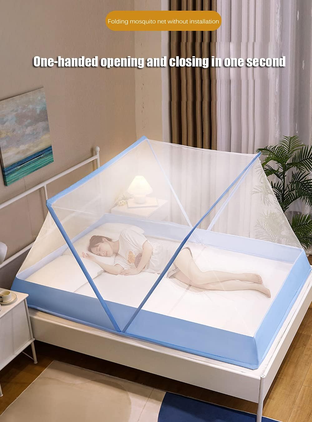Portable Folding Mosquito Net Tent - Pop-Up Bottomless Bed Canopy for Camping & Travel, 160 x 190 x 80cm